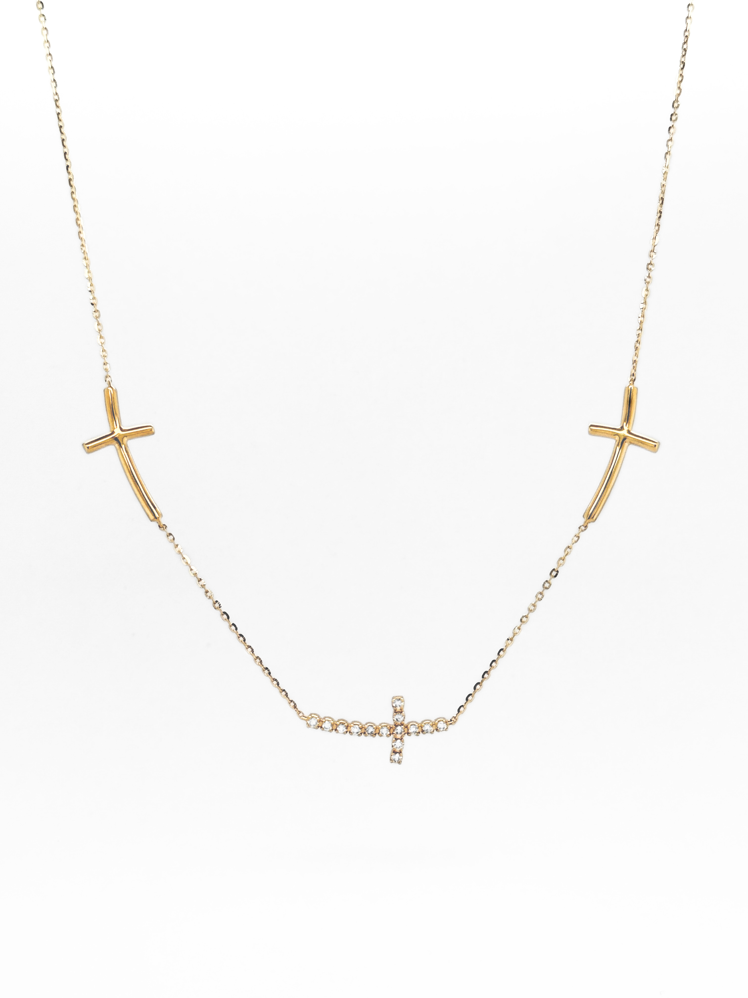 DIAMOND 3-CROSS NECKLACE-401538